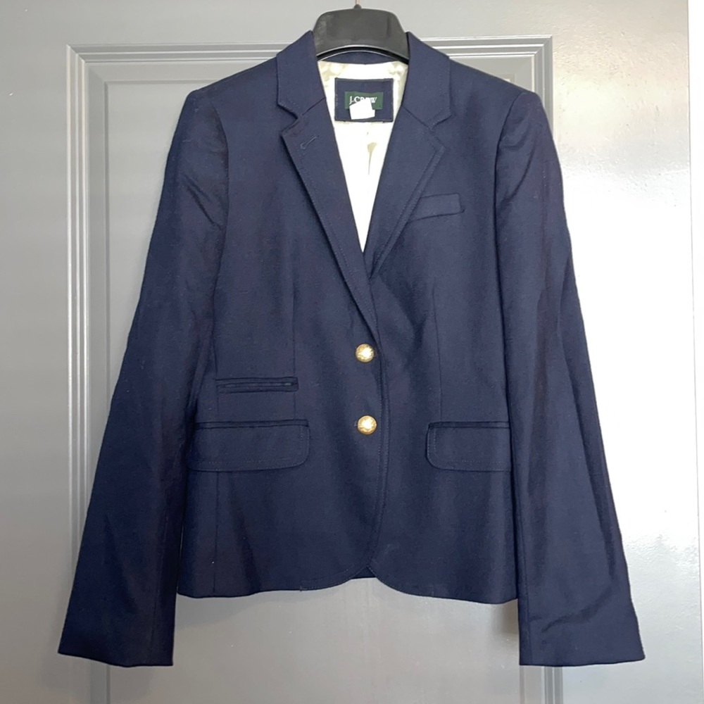 Navy blue blazer—J. Crew